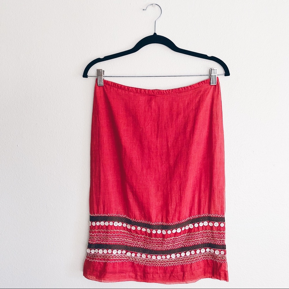 French Connection Red Embellished Skirt Size 4